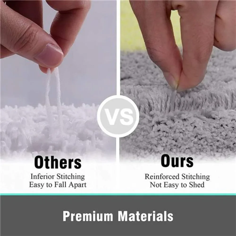 3 Piece Bathroom Rugs Set, Non Slip Shaggy Microfiber Bath Shower Mats Set